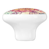 Pfingstrosen-Blumen- und -Blättermuster Keramikknauf (Seitenansicht)