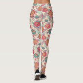 Pfingstrosen-Blumen- und -Blättermuster Leggings (Rückseite)