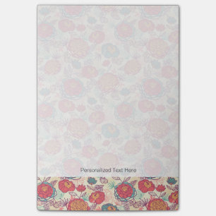 Pfingstrosen-Blumen- und -Blättermuster Post-it Klebezettel