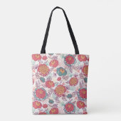 Pfingstrosen-Blumen- und -Blättermuster Tasche (Rückseite)