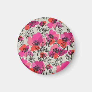 Pfingstrosen-Blumen-Vintage-nahtloses Muster. Magnet