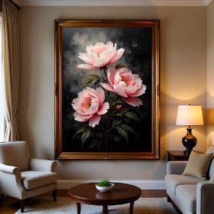 Pfingstrosen-Blumenkunst Poster