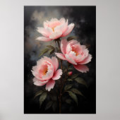 Pfingstrosen-Blumenkunstwerk Poster (Vorne)