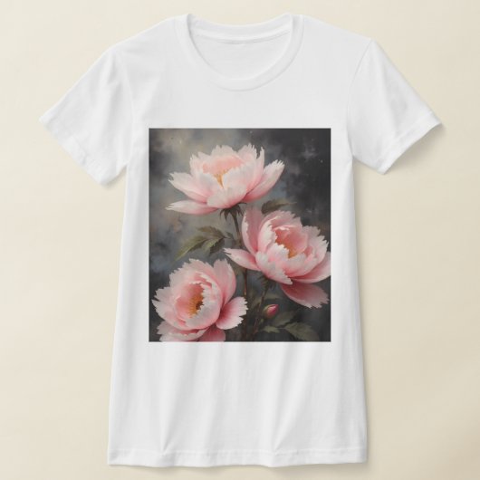 Pfingstrosen-Blumenkunstwerk T-Shirt (Ablage )
