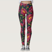 Pfingstrosen-Blumenleggings Leggings (Vorderseite)