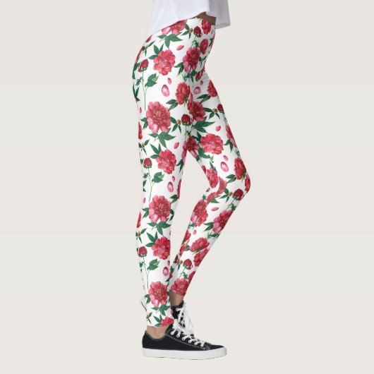 Pfingstrosen-Blumenleggings Leggings (Rechts)