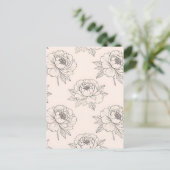 Pfingstrosen-Blumenlinie-Kunstmuster Soft Postkarte (Stehend Vorderseite)