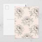 Pfingstrosen-Blumenlinie-Kunstmuster Soft Postkarte (Vorne/Hinten)