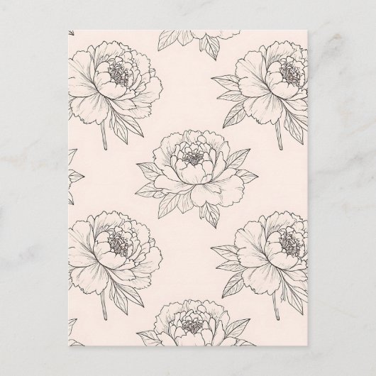 Pfingstrosen-Blumenlinie-Kunstmuster Soft Postkarte (Vorderseite)