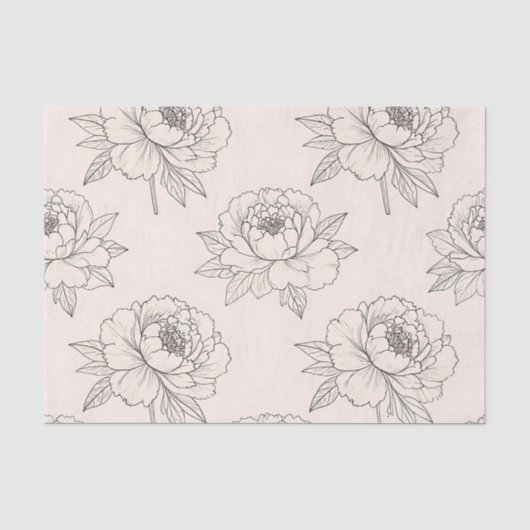 Pfingstrosen-Blumenlinien-Kunstmuster Soft Seidenpapier (Vorderseite)