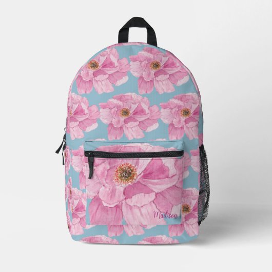 Pfingstrosen-Blumenmuster  Bedruckter Rucksack (Vorderseite)