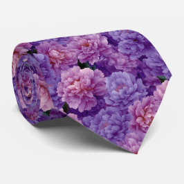 Pfingstrosen-Blumenmuster in Lila und Rosa Krawatte