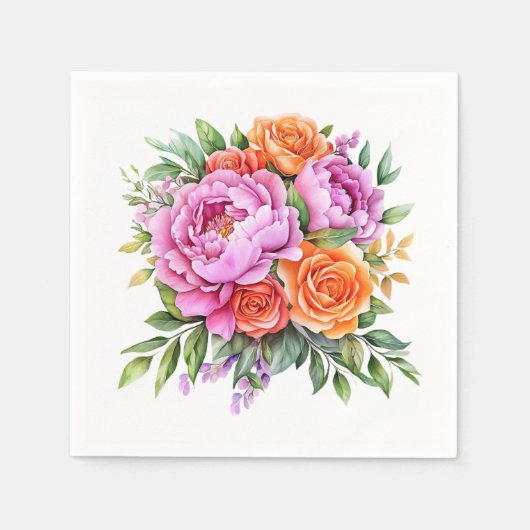 Pfingstrosen-Blumenmuster Serviette (Vorderseite)