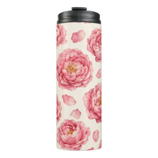 Pfingstrosen-Blumenmuster Thermosbecher