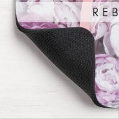 Pfingstrosen Blumenrosa Monogramm Mousepad (Ecke)