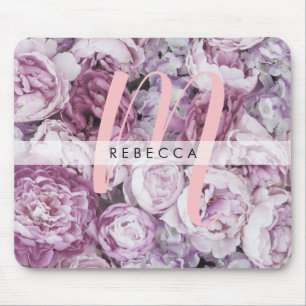 Pfingstrosen Blumenrosa Monogramm Mousepad