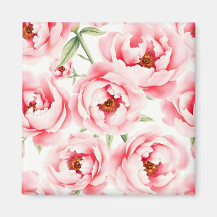 Pfingstrosen-Blüten Wasserfarben-Muster Magnet