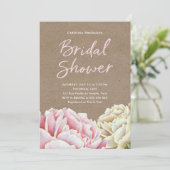 Pfingstrosen-Brautparty erröten rosa Einladung (Stehend Vorderseite)