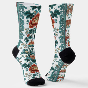 Pfingstrosen-Brokat Socken