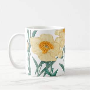 Pfingstrosen Claire de Lune Pflanzen nahtloses Mus Kaffeetasse
