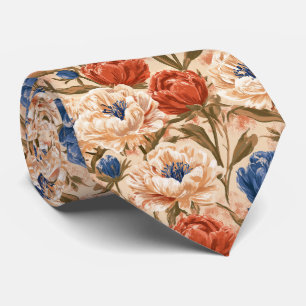 Pfingstrosen-Druck Trauzeuge Boho-Hochzeit Krawatte