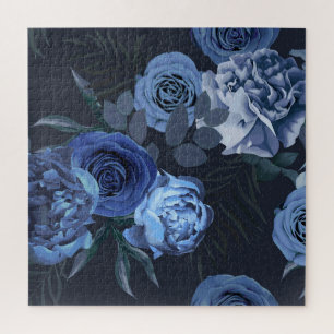 Pfingstrosen: Dunkle florale Vintage. Puzzle