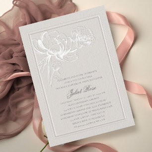 Pfingstrosen Eleganter Rahmen Moderne Ecru Floral  Einladung