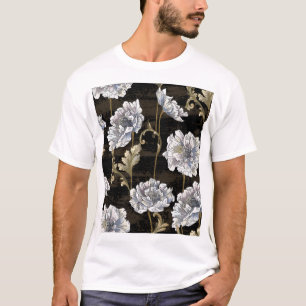 Pfingstrosen-Eleganz: Barocke Goldene Schwünge T-Shirt