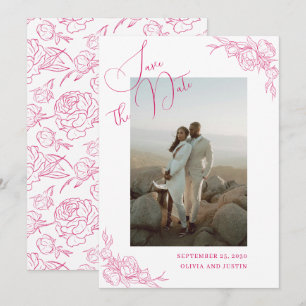 Pfingstrosen Eleganz Hochzeit Save The Date