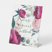 Pfingstrosen-Eukalyptus-Garten Florale Glamour-Hoc Sockelschild (Vorderseite)