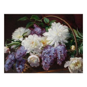 Pfingstrosen Flieder Blumenkorb Fine Art Klassisch Poster