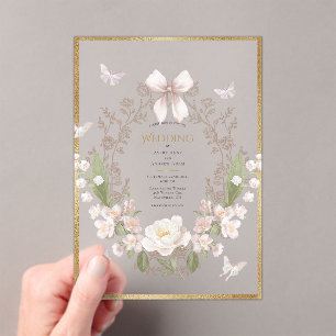 Pfingstrosen Florale Vintage-Hochzeit Acryleinladungen