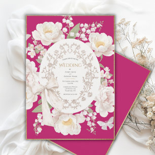 Pfingstrosen Florale Vintage-Hochzeit Einladung