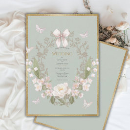 Pfingstrosen Florale Vintage-Hochzeit Einladung