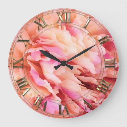 Pfingstrosen Fluff Große Wanduhr (Vorderseite)