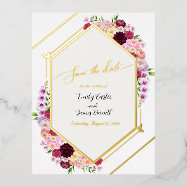 Pfingstrosen Folie Hochzeit Save-the-Date Einladungspostkarte