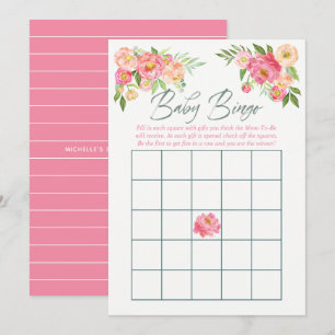 Pfingstrosen Frühling Baby Shower Baby Bingo Einladung