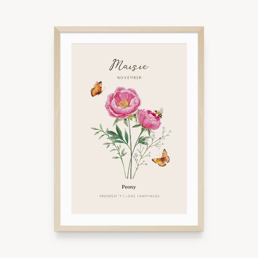Pfingstrosen-Geburtsmonats-Blumenposter Poster