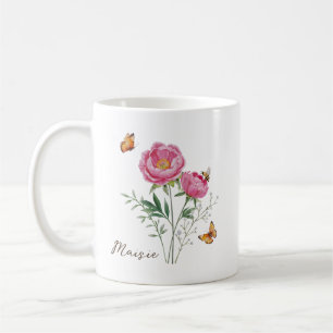 Pfingstrosen-Geburtsmonatsblume Kaffeetasse