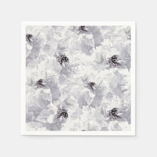 Pfingstrosen, grau und weiß, floral, weiße Blumen Serviette