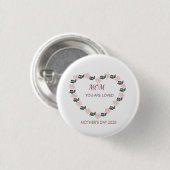 Pfingstrosen-Herz-Mutterliebe-Emblem Button (Vorne & Hinten)