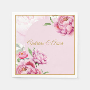 Pfingstrosen-Hochzeit Serviette
