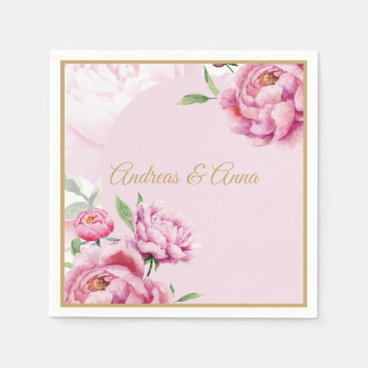 Pfingstrosen-Hochzeit Serviette (Vorderseite)