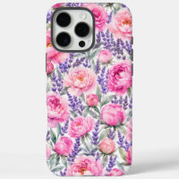 Pfingstrosen & Lavendel Aquarell-Blumenmuster