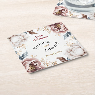 Pfingstrosen Luxus Hochzeit Papier Untersetzer