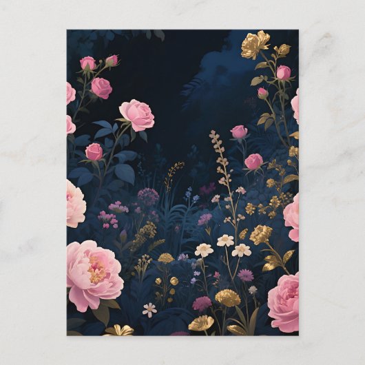 Pfingstrosen-Mitternachtsgarten-Blüte Postkarte (Vorderseite)