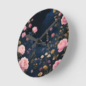 Pfingstrosen-Mitternachtsgarten-Blüte Runde Wanduhr (Winkel)