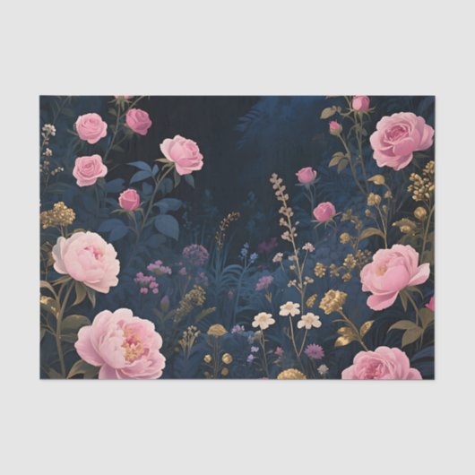 Pfingstrosen-Mitternachtsgarten-Blüte Seidenpapier (Vorderseite)