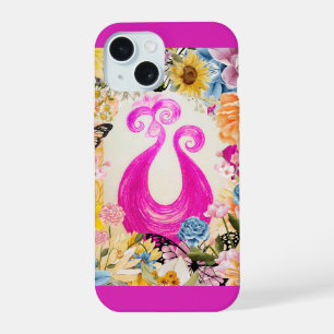 Pfingstrosen-Pfau mit farbenfrohen Blumen iPhone 15 Hülle