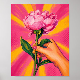 Pfingstrosen Pop Art Feinkunst Druck Poster